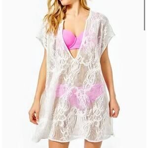 Lilly Pulitzer Aideen Lace Cover-Up Resort White Size Medium